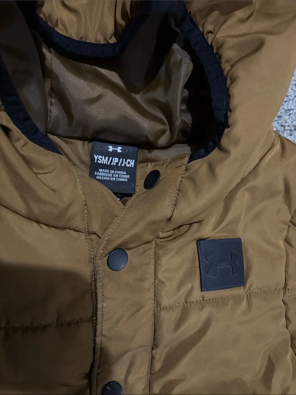 Under Armour Kids Quilted Hooded Vest in Mustard Brown